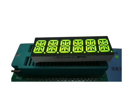 Ein guter Preis. Kundenspezifische supergrüne 0,39-Zoll 6-stellige 14-Segment-LED-Anzeige für Instrumententafel Online