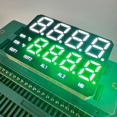 Zweizeiliges 4+4-stelliges Weiß/Reingrün, kundenspezifische 7-Segment-LED-Anzeige, gemeinsame Anode 26*38 mm für Temperaturanzeige